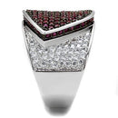 Engagement Rings Sale 3W1217 Rhodium + Ruthenium Brass Ring with CZ in Ruby