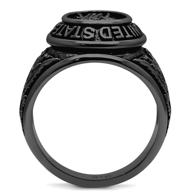Silver Jewelry Rings Engagement Rings TK414704J Black - Stainless Steel Ring with Epoxy Alamode Fashion Jewelry Outlet