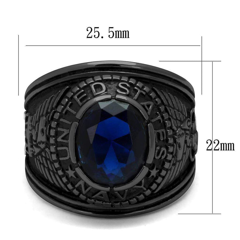 Silver Jewelry Rings Engagement Rings TK414707J Black - Stainless Steel Ring with Synthetic Alamode Fashion Jewelry Outlet