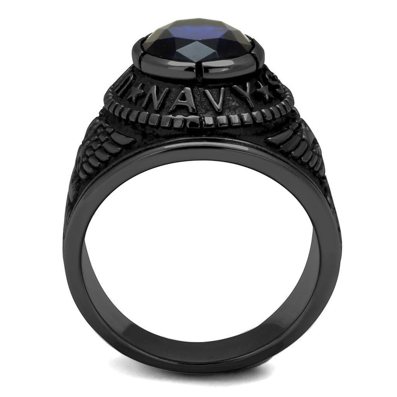 Silver Jewelry Rings Engagement Rings TK414707J Black - Stainless Steel Ring with Synthetic Alamode Fashion Jewelry Outlet