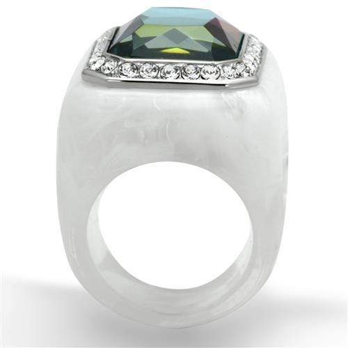 Engagement Rings VL111 Stainless Steel Ring with Synthetic in Aquamarine AB