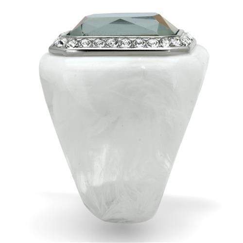 Engagement Rings VL111 Stainless Steel Ring with Synthetic in Aquamarine AB