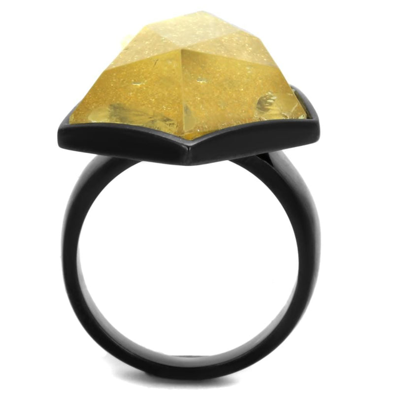 Engagement Rings VL117 Black - Stainless Steel Ring in Citrine Yellow