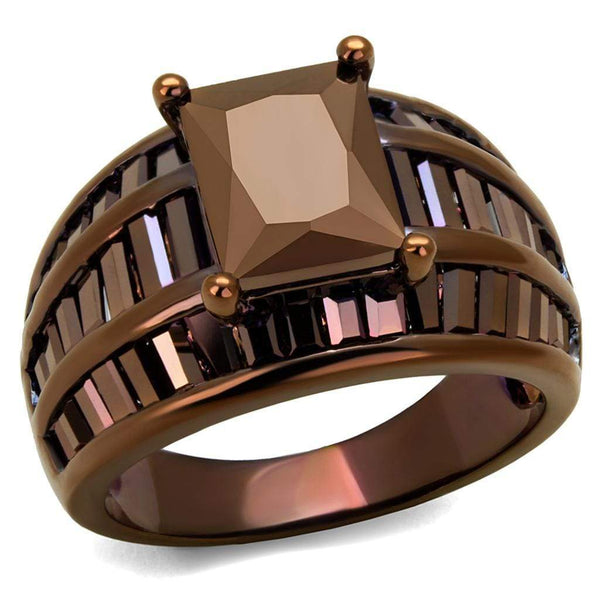 Engagement Wedding Rings 3W1159 Coffee light Brass Ring with AAA Grade CZ