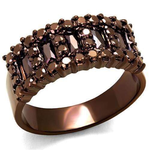 Engagement Wedding Rings 3W1163 Coffee light Brass Ring with AAA Grade CZ