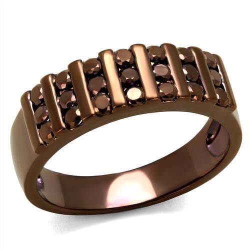 Engagement Wedding Rings 3W1164 Coffee light Brass Ring with AAA Grade CZ