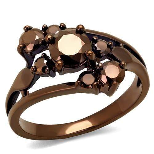 Engagement Wedding Rings 3W1168 Coffee light Brass Ring with AAA Grade CZ