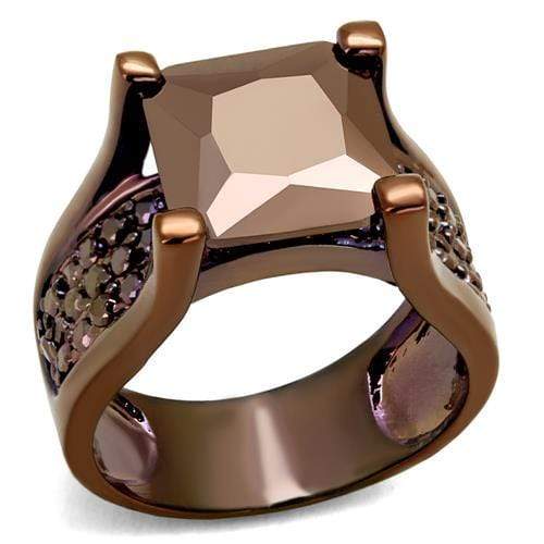 Engagement Wedding Rings 3W1169 Coffee light Brass Ring with AAA Grade CZ