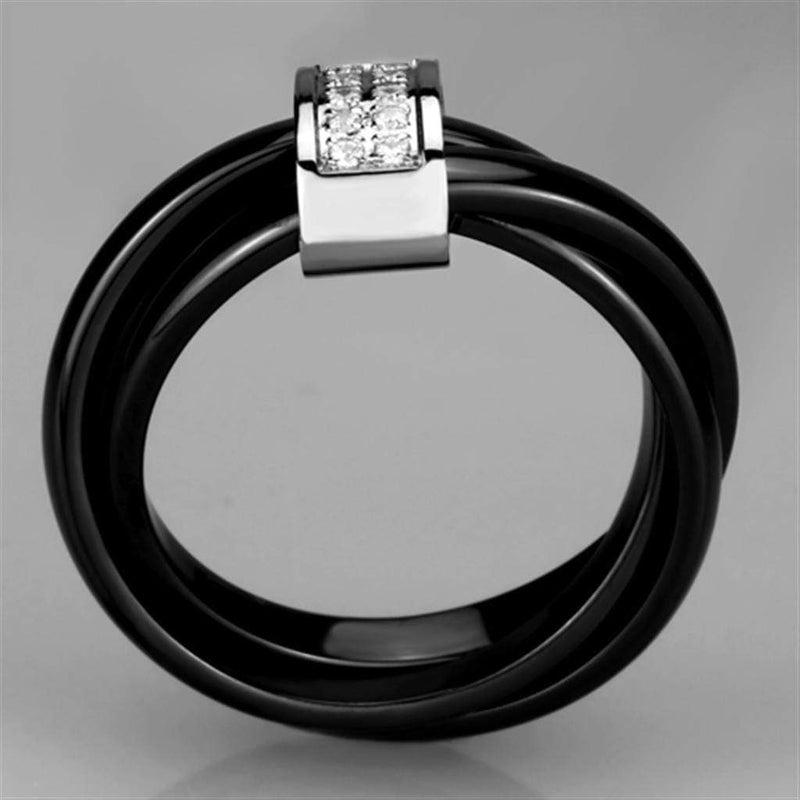 Eternity Rings 3W950 Stainless Steel Ring with Ceramic in Jet