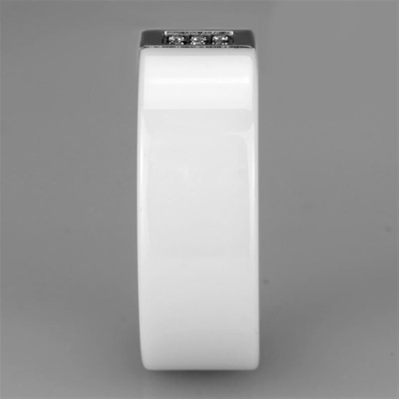 Eternity Rings 3W952 Stainless Steel Ring with Ceramic in White