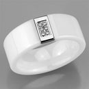 Eternity Rings 3W952 Stainless Steel Ring with Ceramic in White