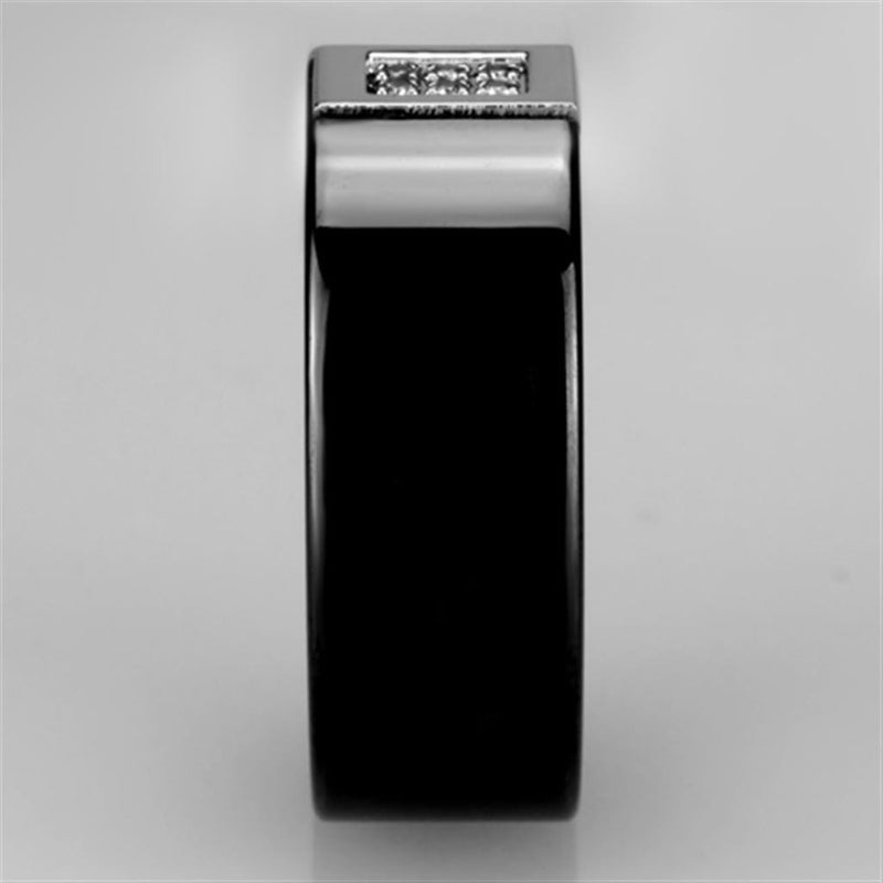 Eternity Rings 3W953 Stainless Steel Ring with Ceramic in Jet