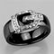 Eternity Rings 3W954 Stainless Steel Ring with Ceramic in Jet