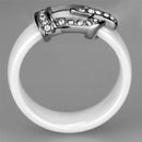 Eternity Rings 3W955 Stainless Steel Ring with Ceramic in White