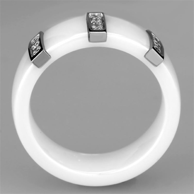 Eternity Rings 3W957 Stainless Steel Ring with Ceramic in White
