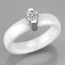 Eternity Rings 3W958 Stainless Steel Ring with Ceramic in White