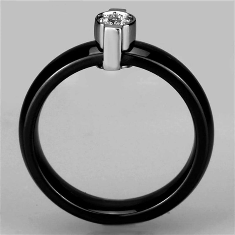 Eternity Rings 3W959 Stainless Steel Ring with Ceramic in Jet
