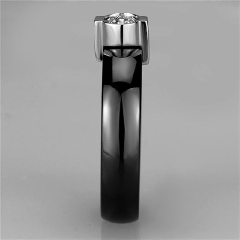 Eternity Rings 3W959 Stainless Steel Ring with Ceramic in Jet
