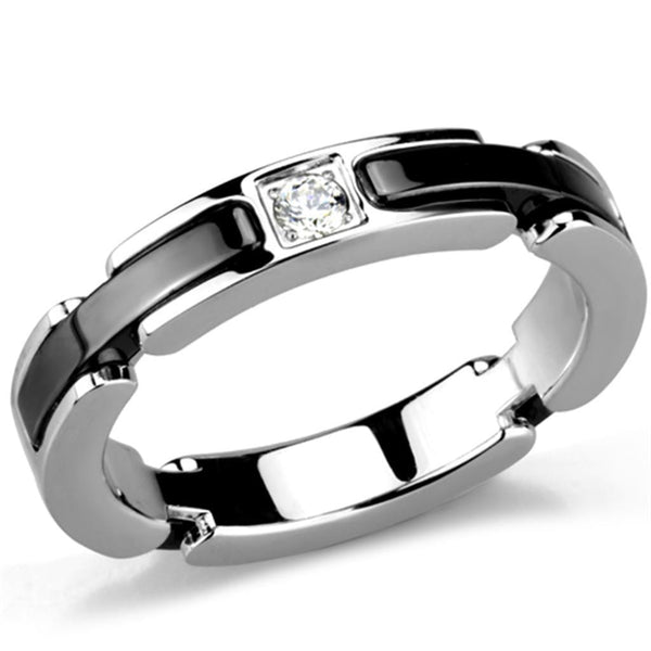 Eternity Rings 3W962 Stainless Steel Ring with Ceramic in Jet