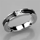 Eternity Rings 3W962 Stainless Steel Ring with Ceramic in Jet