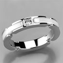 Eternity Rings 3W963 Stainless Steel Ring with Ceramic in White