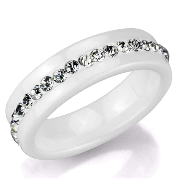 Eternity Rings 3W968 Stainless Steel Ring with Ceramic in White