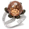 Fashion Rings 0W021 Rhodium + Ruthenium Brass Ring with AAA Grade CZ