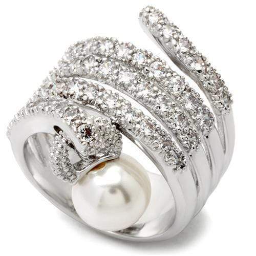 Fashion Rings 0W031 Rhodium Brass Ring with AAA Grade CZ