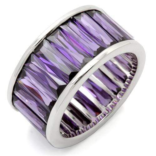 Fashion Rings 0W128 Rhodium Brass Ring with AAA Grade CZ in Amethyst