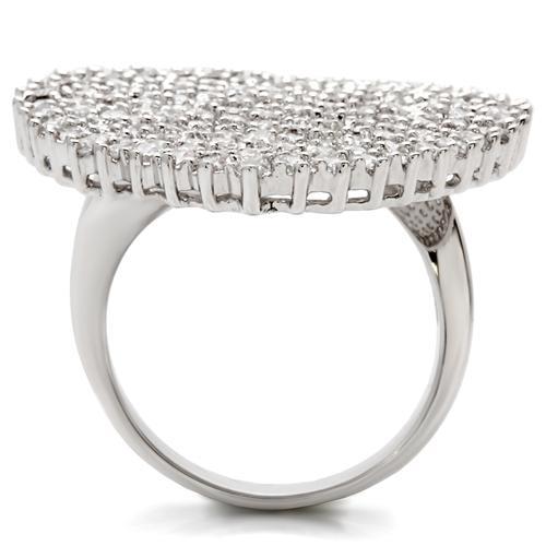Fashion Rings 0W146 Rhodium Brass Ring with AAA Grade CZ