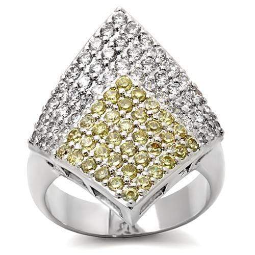 Fashion Rings 0W220 Rhodium Brass Ring with AAA Grade CZ in Topaz