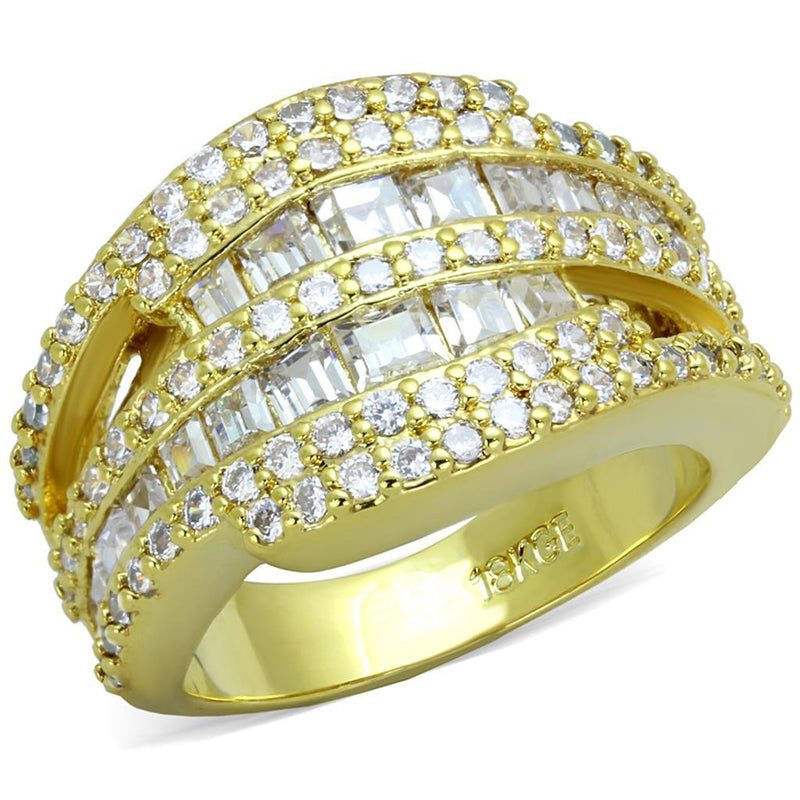 Gold Band Ring LO3407 Gold Brass Ring with AAA Grade CZ