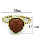 Gold Band Ring LO3543 Gold Brass Ring with Synthetic in Brown