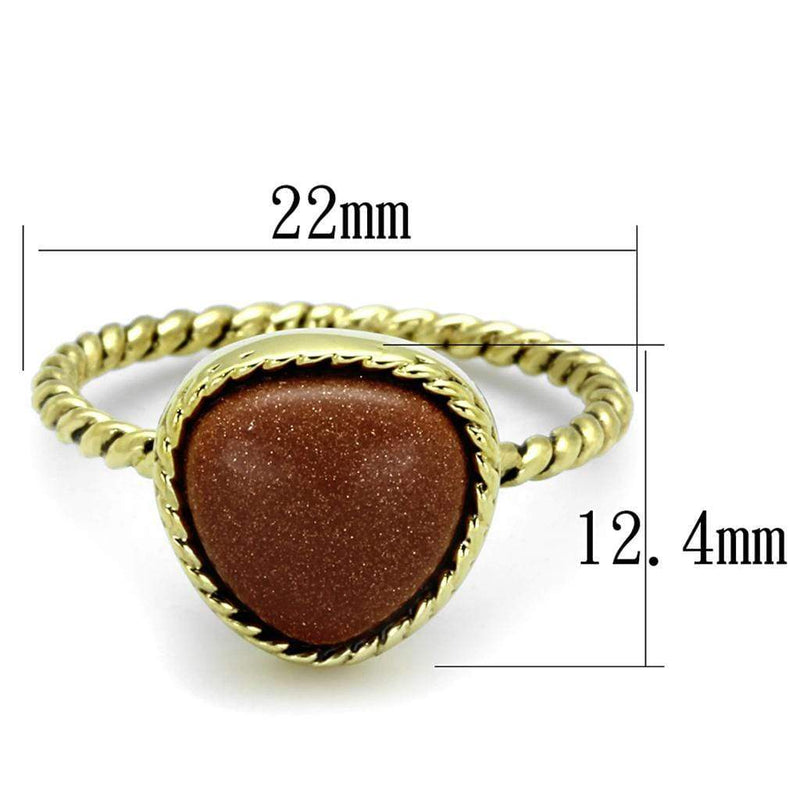 Gold Band Ring LO3543 Gold Brass Ring with Synthetic in Brown