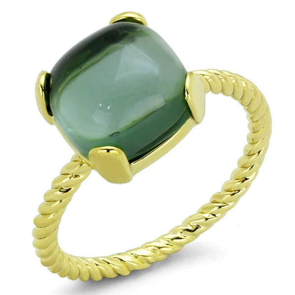 Silver Jewelry Rings Gold Band Ring LO3546 Gold Brass Ring with Synthetic in Emerald Alamode Fashion Jewelry Outlet