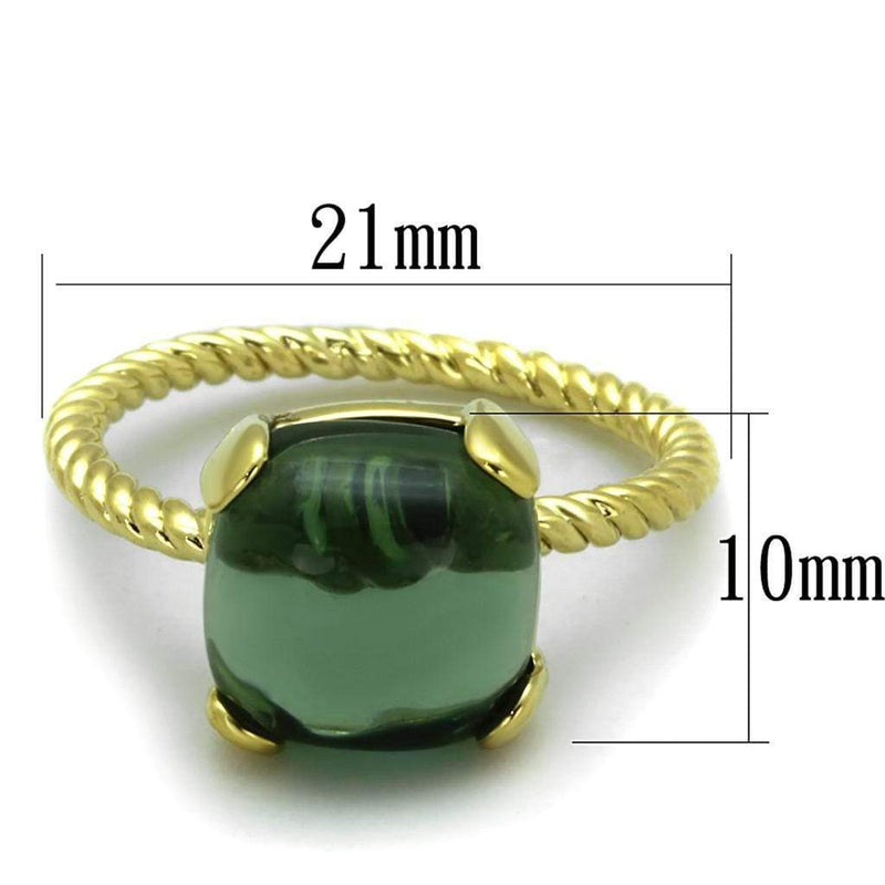 Silver Jewelry Rings Gold Band Ring LO3546 Gold Brass Ring with Synthetic in Emerald Alamode Fashion Jewelry Outlet