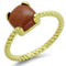 Gold Band Ring LO3547 Gold Brass Ring with Synthetic in Brown