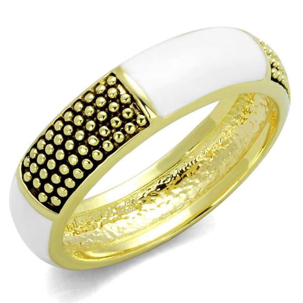 Gold Band Ring LO3548 Gold Brass Ring with Epoxy in White