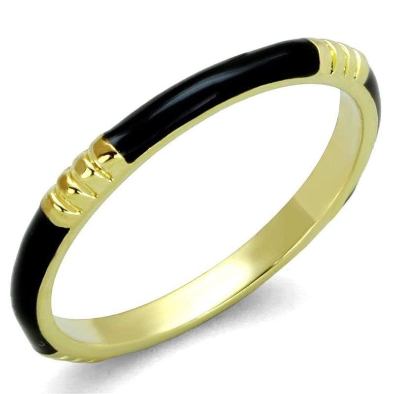 Gold Band Ring LO3550 Gold Brass Ring with Epoxy in Jet