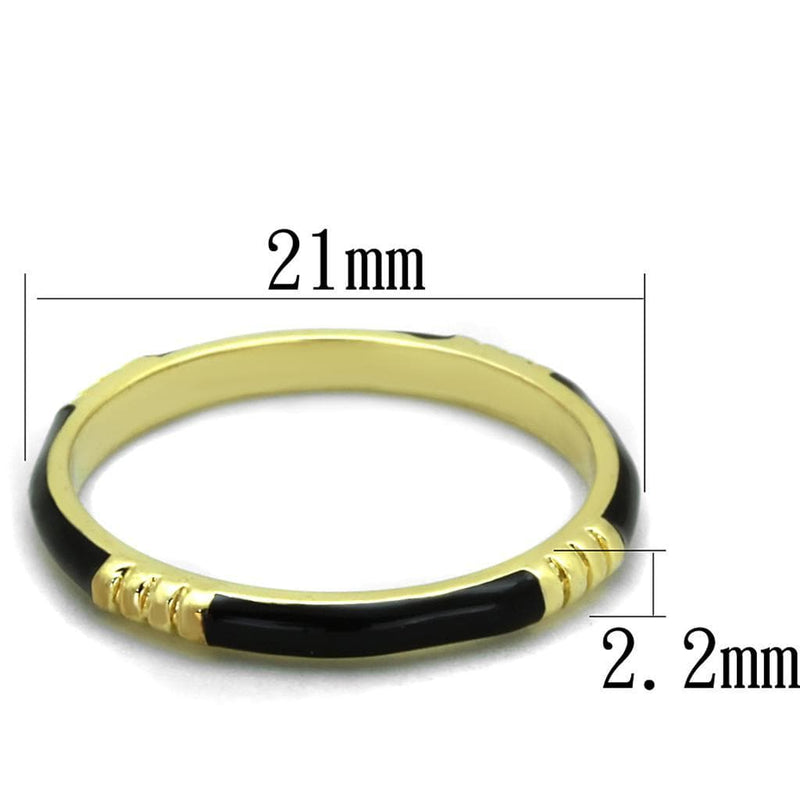 Gold Band Ring LO3550 Gold Brass Ring with Epoxy in Jet