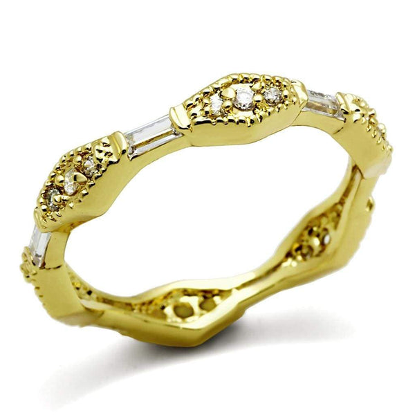 Gold Band Ring LO3552 Gold Brass Ring with AAA Grade CZ