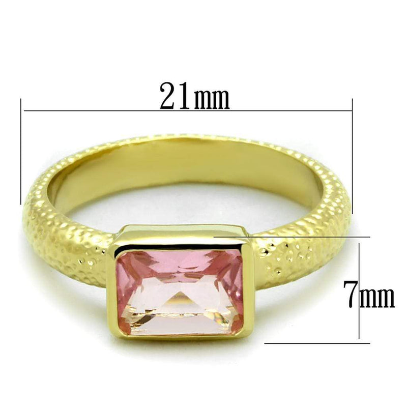 Gold Band Ring LO3638 Gold Brass Ring with Synthetic in Rose