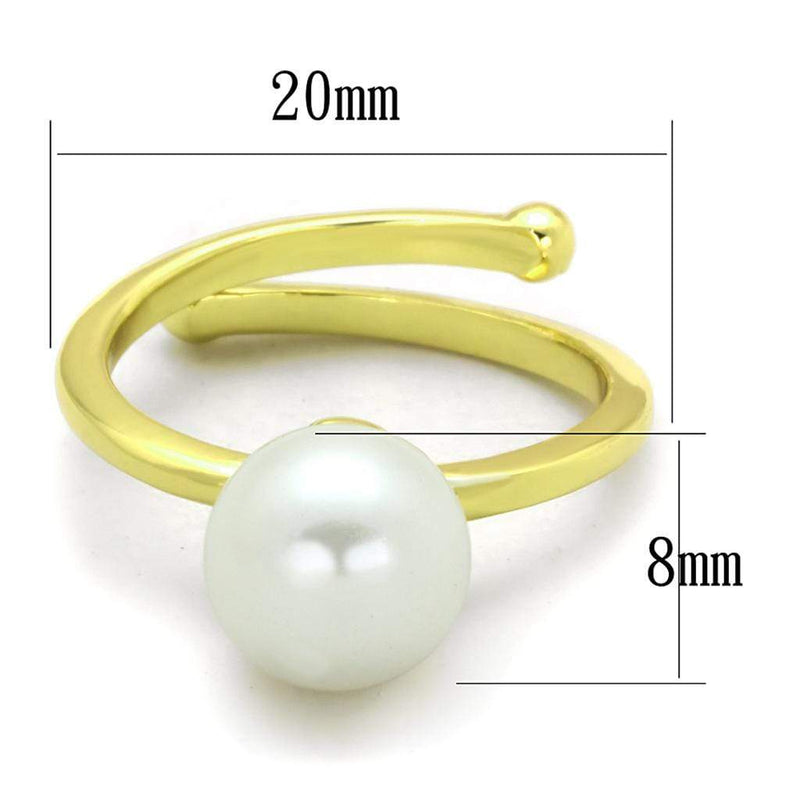 Gold Band Ring LO3656 Gold Brass Ring with Synthetic in White