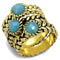 Gold Band Ring LO3922 Gold Brass Ring with Synthetic in Sea Blue