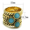 Gold Band Ring LO3922 Gold Brass Ring with Synthetic in Sea Blue