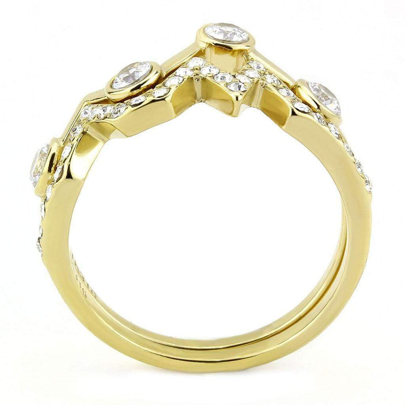 Gold Band Ring TK3596 Gold - Stainless Steel Ring with AAA Grade CZ