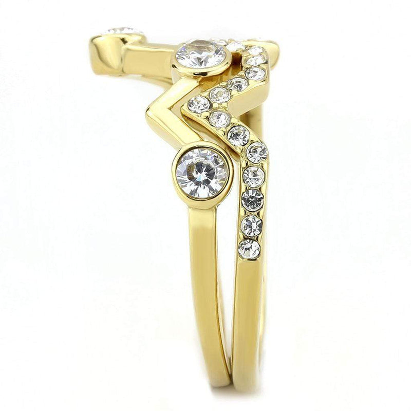 Silver Jewelry Rings Gold Band Ring TK3596 Gold - Stainless Steel Ring with AAA Grade CZ Alamode Fashion Jewelry Outlet