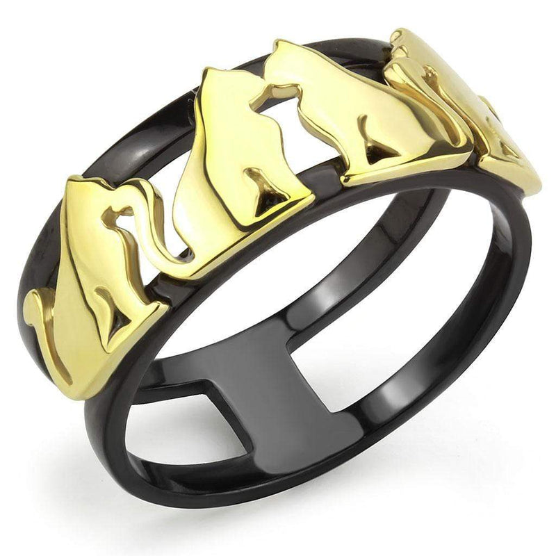 Gold Band Ring TK3609 Gold+ Black - Stainless Steel Ring