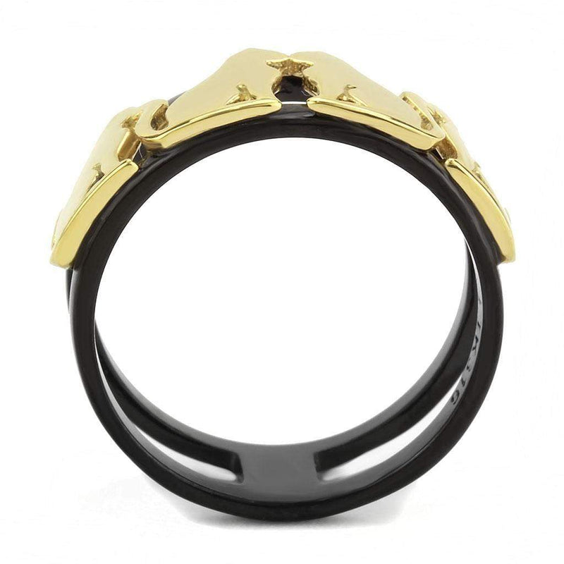 Gold Band Ring TK3609 Gold+ Black - Stainless Steel Ring