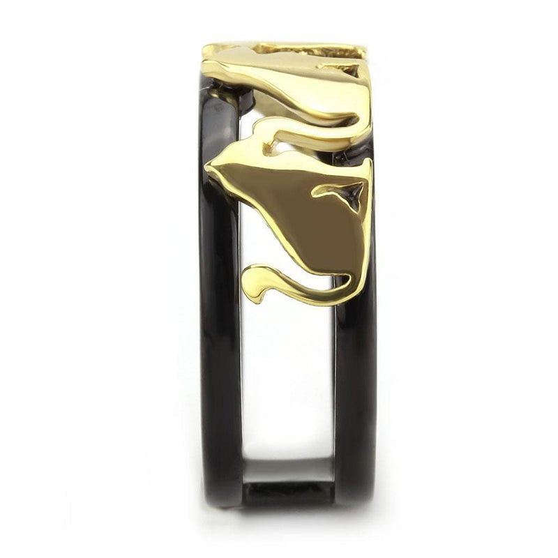 Gold Band Ring TK3609 Gold+ Black - Stainless Steel Ring